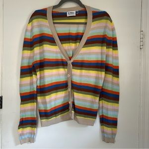 27 Miles Malibu Rainbow Stripe Button Down Cardigan L